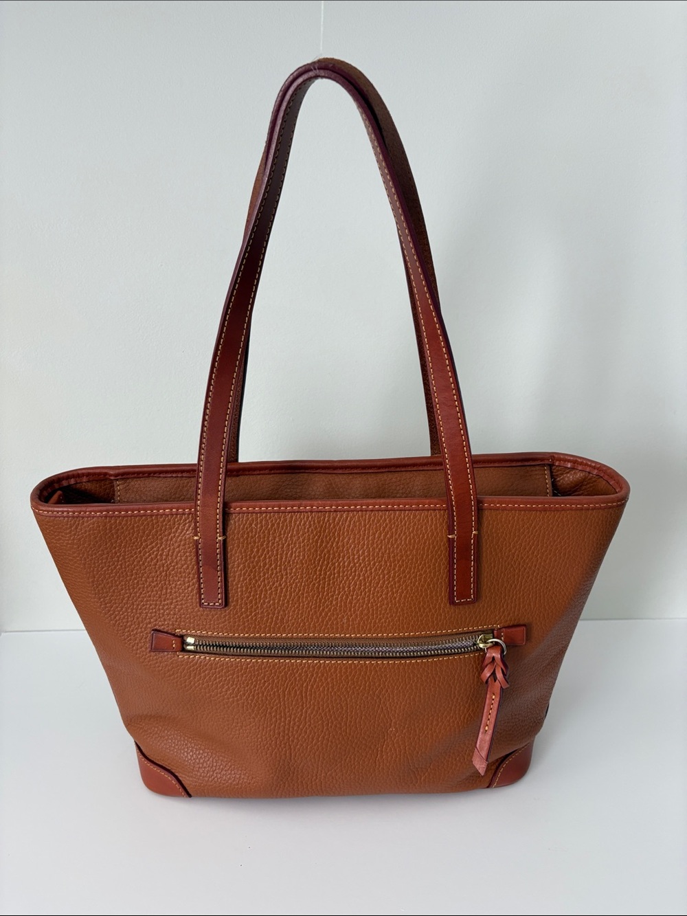 Dooney & Bourke Small Charleston Shopper Tote Pebble Grain Amber Caramel Color - Picture 3 of 13